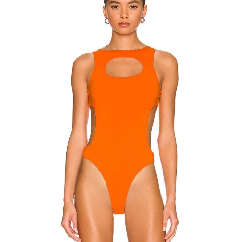 NWT superdown mabelle cut out top orange knit bodysuit Revolve S